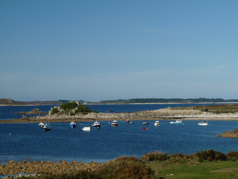 St Agnes residents' boats at anchor in one of the sheltered bays of the island
