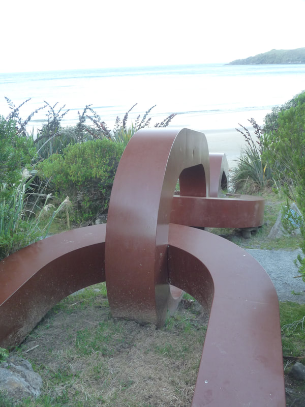 The Rakiura Stewart Island end of the symbolic anchor chain sculpture that reaches across Foveaux Strait to the South Island.